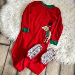 Reindeer Footie Christmas Pajama Size 6